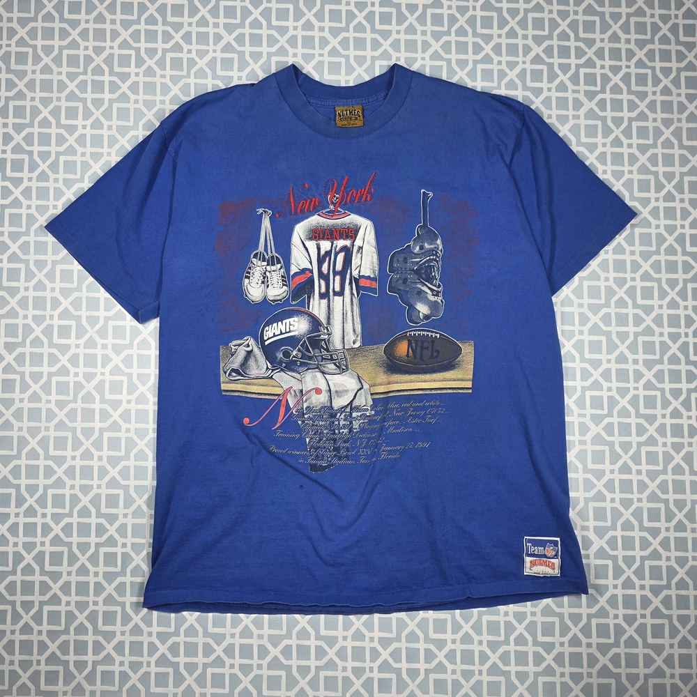 VTG 90's NFL New York Giants Locker Room Football Golden Nutmeg Shirt Men Large